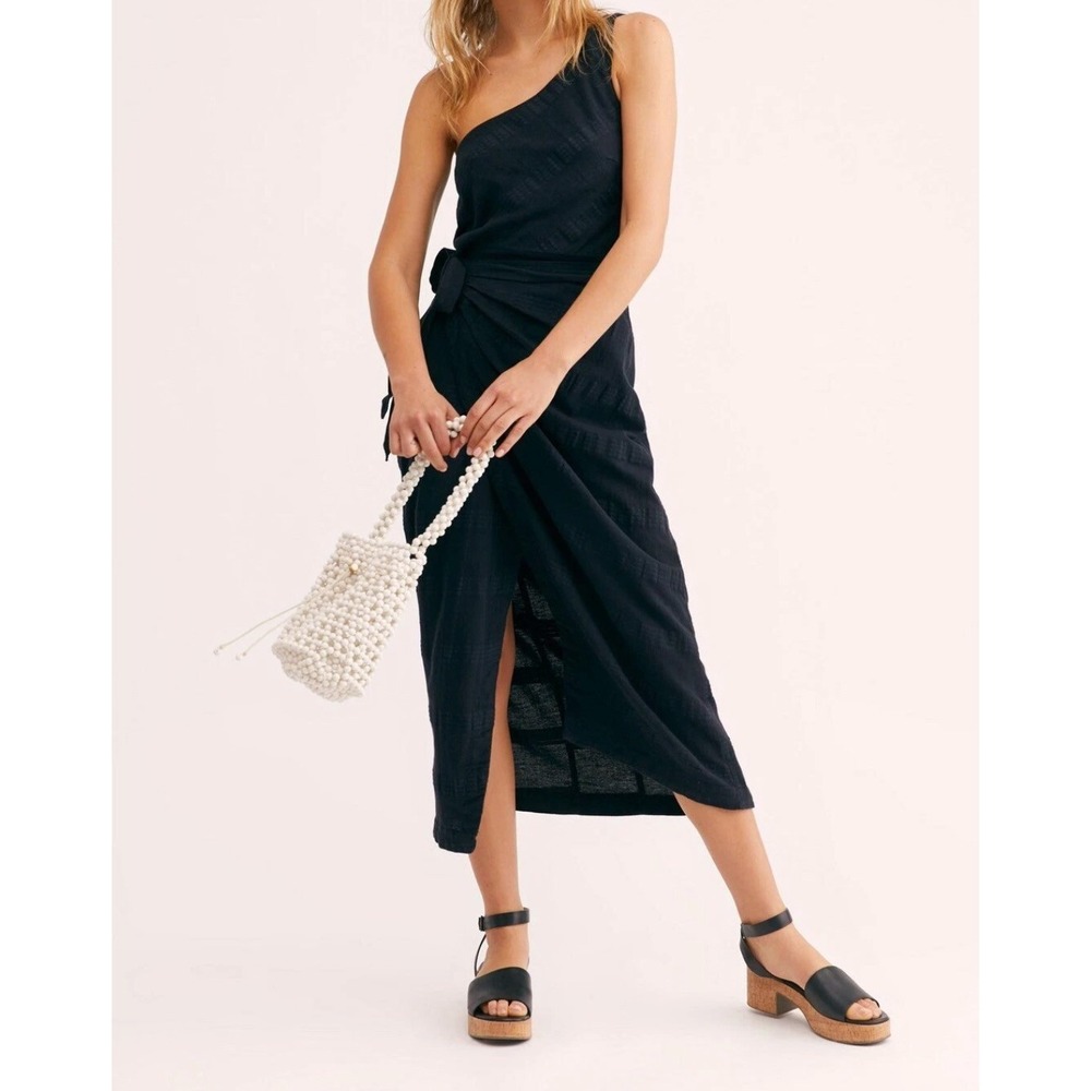 Free People Endless Summer One Shoulder Midi Wrap Dress Women S Black Boho